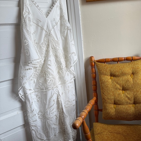 ZARA White Embroidered Lace Maxi Dress NWT Boho Cotton Slip Beach Resort ZW XS - Picture 9 of 14